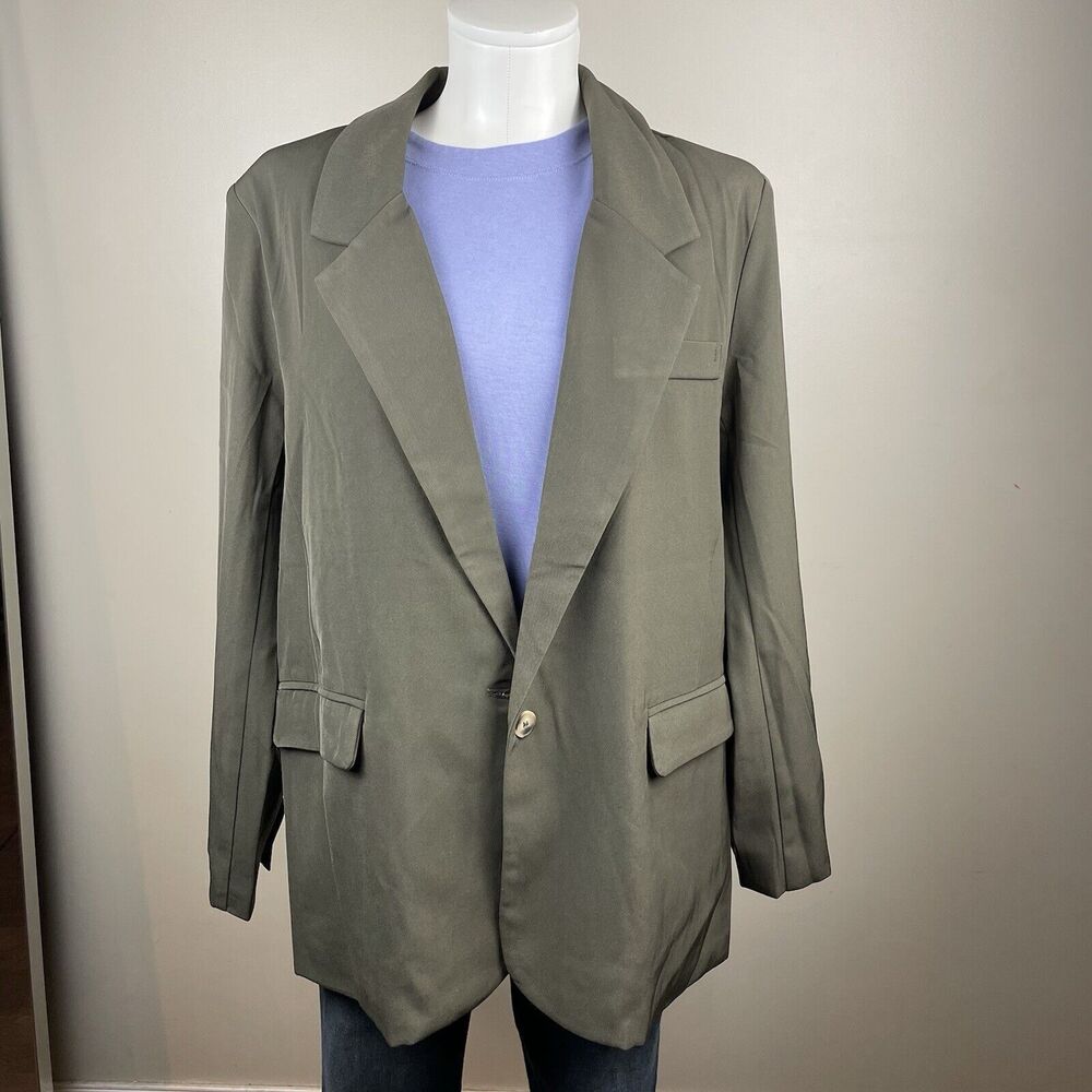Bohme Blazer Womens Medium Green Classic Boho Single Button